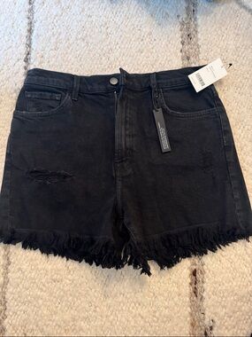 NWT J Brand Black Distressed Frayed Denim Shorts